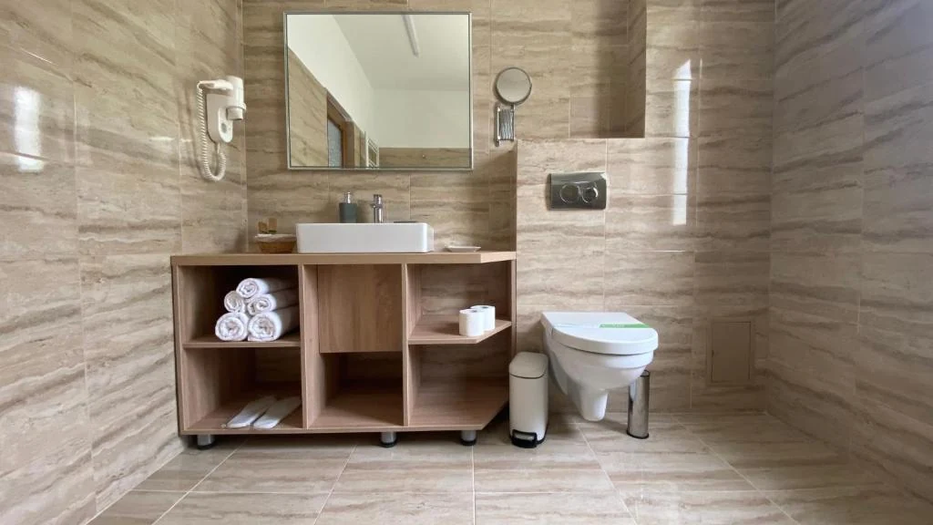 Bathroom and washbasin
