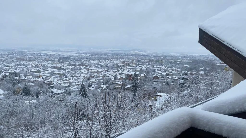 Winter view of Brașov from the balcony