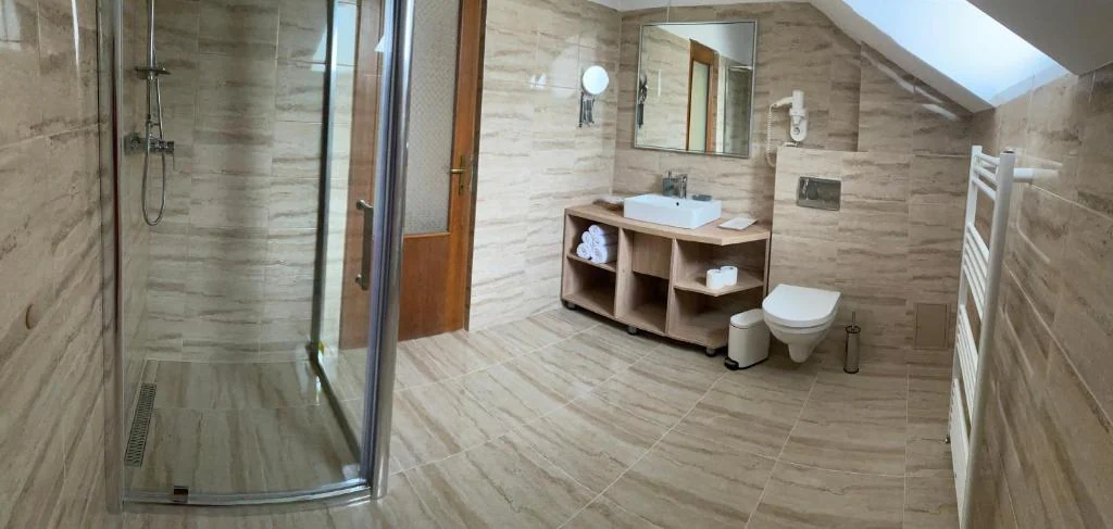 Attic bathroom with shower